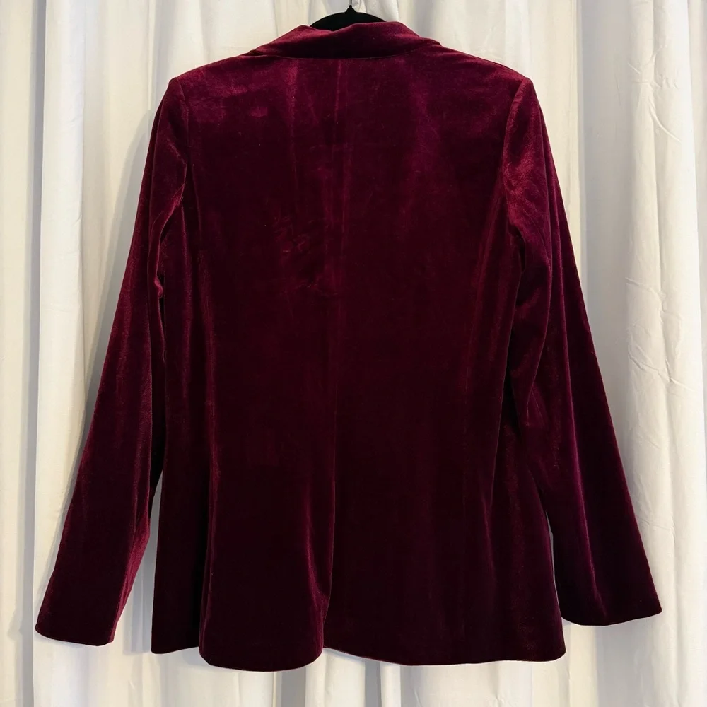 AQUA Cranberry Velvet Blazer Women’s Small Holiday Party Jacket Festive Rich Red - Picture 3 of 10
